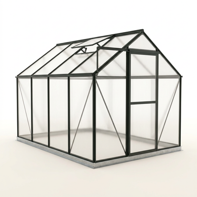 Polycarbonate Greenhouse Built for Year-Round Growing, 8×12 Aluminum Frame, Twin-Wall Glazing, Roof Vent
