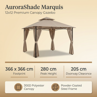 AuroraShade Marquis 12x12 Premium Canopy Gazebo — Results & Stats