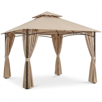 Canopy Gazebo Built for Year-Round Elegance, 12x12 Steel Frame, Vented Roof, Privacy Curtains