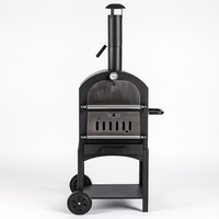 Wood-Fired Pizza Oven Designed for Small Patios, Wheeled Cart, Vented Firebox, Adjustable Chimney Damper