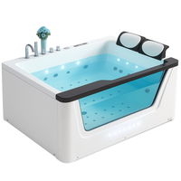 Two-Person Whirlpool Tub Built for Spa-Grade Bathing, LED Lighting, Dual Headrests, Chrome Fixtures